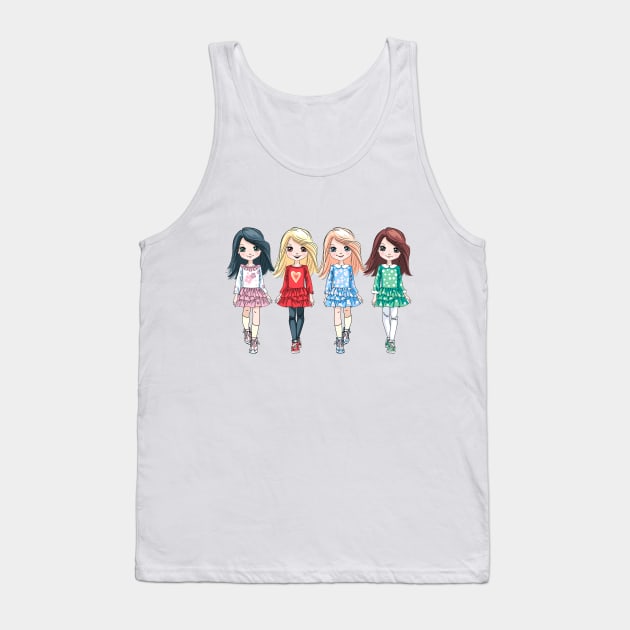 Cute baby girls in colorful dresses Tank Top by kavalenkava